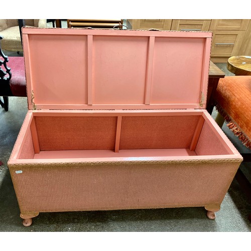 685 - Pink Lloyd Loom chair and blanket box ottoman