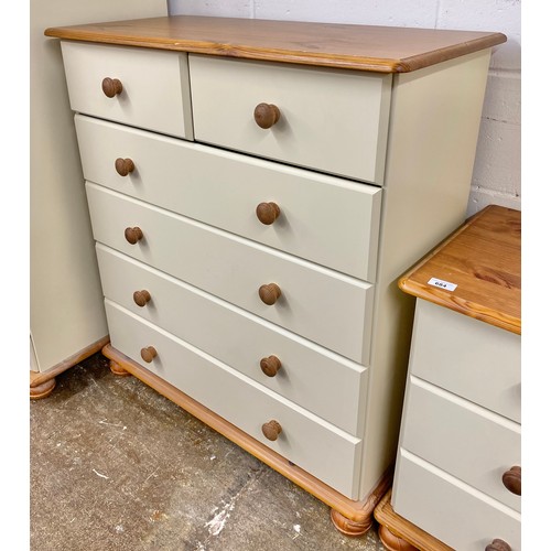 684 - Contemporary cream painted pine bedroom suite comprising bedside drawers, two over four unit, and a ... 