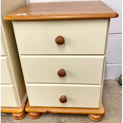 681 - Contemporary cream painted pine bedroom suite comprising bedside drawers (58cm h x 44cm w x  38cm d)... 