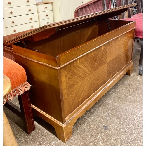 671 - Large blanket box with marquetry design to front