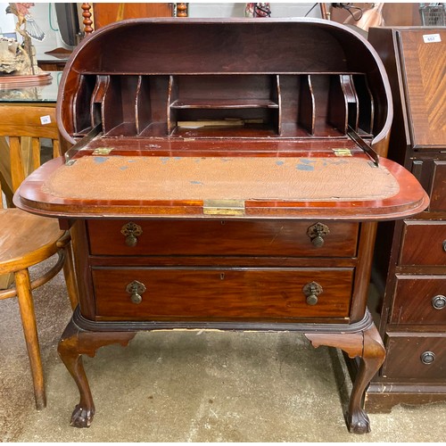 658 - Mahogany bureau with ball and claw feet