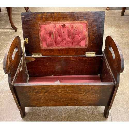 651 - Vintage oak sewing box