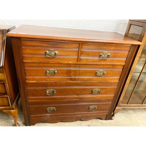 631 - Hardwood two over three chest of drawers