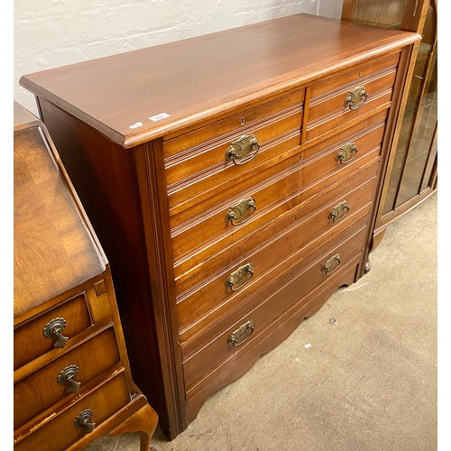 631 - Hardwood two over three chest of drawers