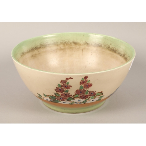 17 - Clarice Cliff handpainted floral bowl, 22cm diameter