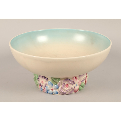 18 - Clarice Cliff floral pedestal bowl, 10cm high, 21.5cm diameter