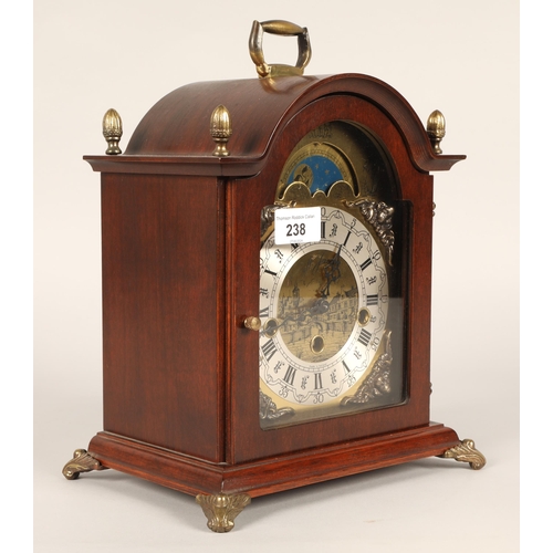 238 - Reproduction Dutch mantle clock with phase of the moon arch.