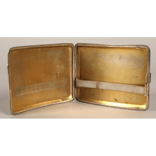 267 - Silver engine turned concave cigarette case, assay marked Birmingham 1932135 grams