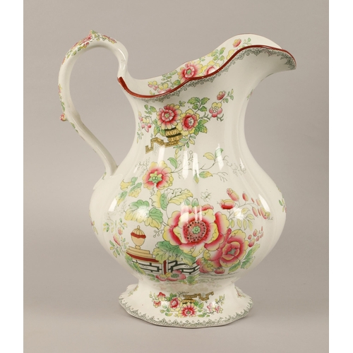 28 - Large Mason's Ironstone floral jug, 31cm high