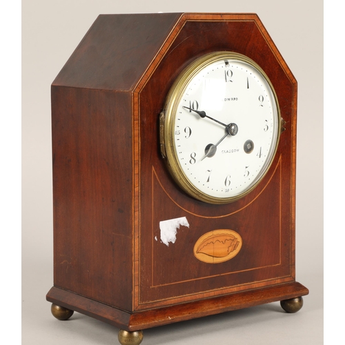 29 - Edward Glasgow inalid mahogany mantel clock, 24cm high