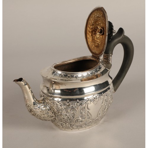 271 - Silver embossed bachelor's teapot, Glasgow 1893,273 grams