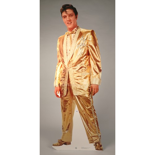 699 - 'Lifesize' Elvis Presley gold suit cardboard cut out figure, purportedly from the Elvis Presley bar ... 