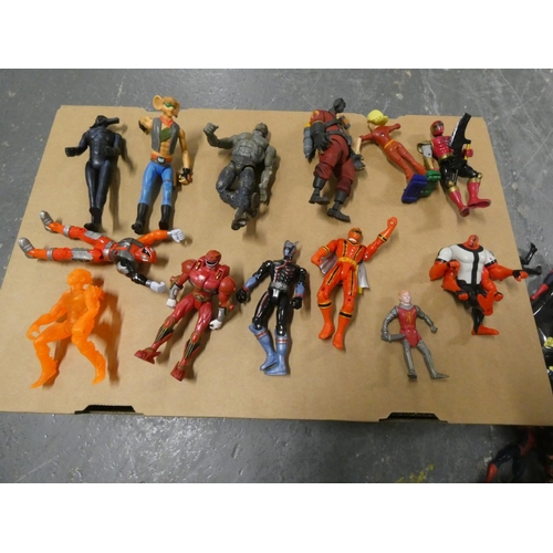 191 - Large box of over 50 Bandai action figures, Power Rangers etc.