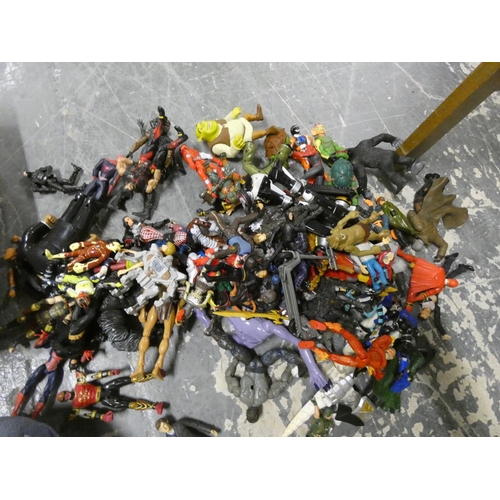 191 - Large box of over 50 Bandai action figures, Power Rangers etc.