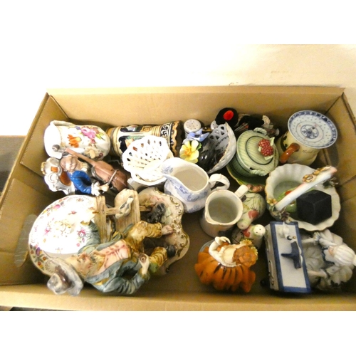 209 - Large box of various to include Stein figures, blue and white jugs etc.