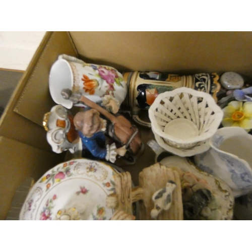 209 - Large box of various to include Stein figures, blue and white jugs etc.