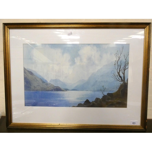 221 - Gilt frame landscape watercolour by Jim Binns (Cockermouth) W.74cm x H.55cm