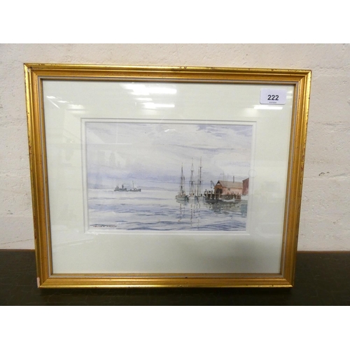 222 - Watercolour, Clyde morning, Wemys by Allan Smith. W.40cm x H.33cm