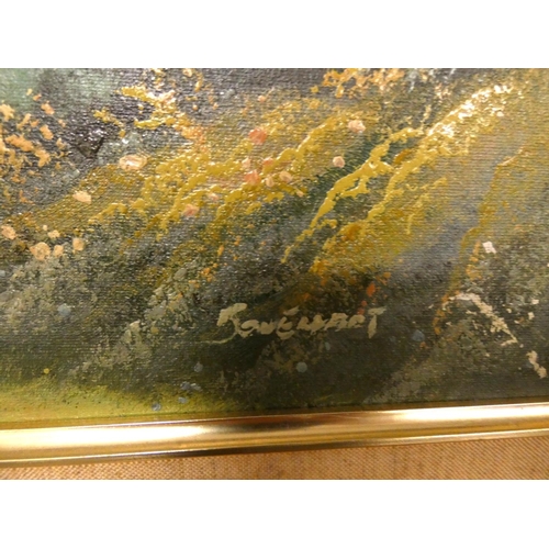 226 - Jane Hart, signed gilt frame Alpine landscape, oil on canvas.