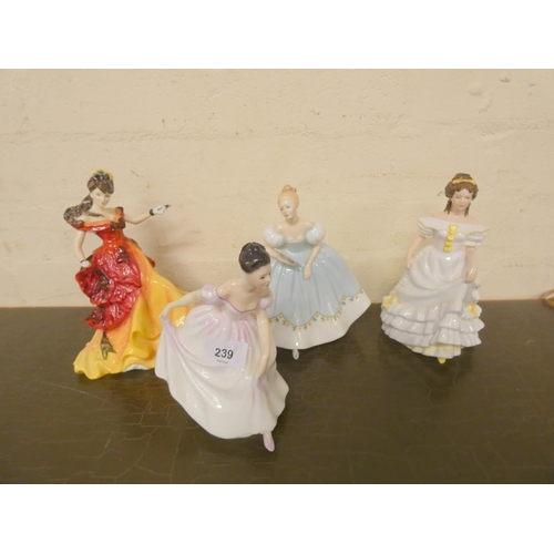 239 - Four Royal Doulton figures, Figure of the Year 1996 Belle HN3703, First Dance HN3360, Danielle HN300... 