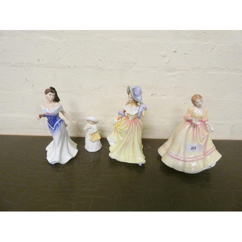 242 - Four Royal Doulton figures, HN3754 For You 1995, Royal Doulton Almost Grown HN1992,  Yours Forever H... 