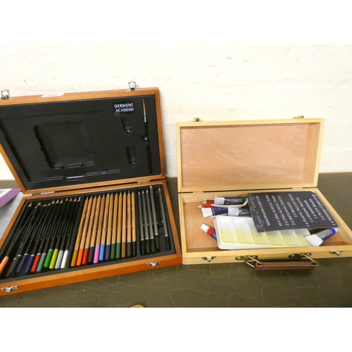 255 - Two boxes of artist paints and pencils