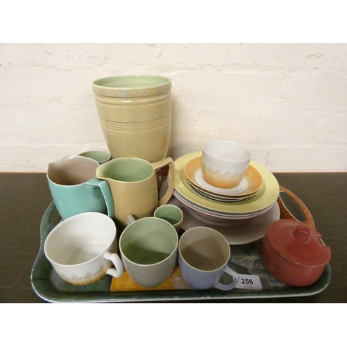 256 - Branksome ware pottery including vases, jugs, plates, vases etc (casual range)