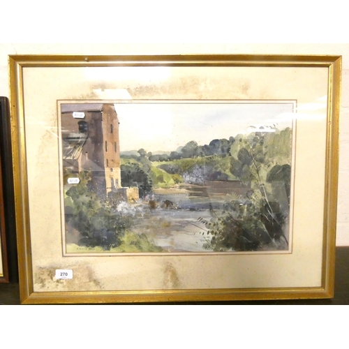 270 - Kirk Hammerton Hill, watercolour signed. W.70cm x H.54cm