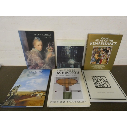 273 - Large box of art reference books to include Dali, Mackintosh, Jack Vettriano, Doulton etc.