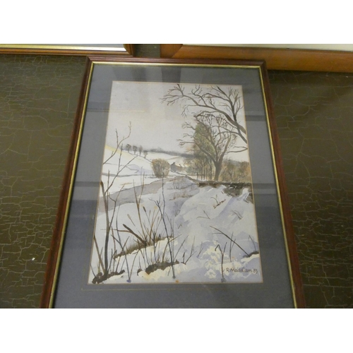 275 - Three modern watercolours to include R. Maddison, Snowy Landscape etc.