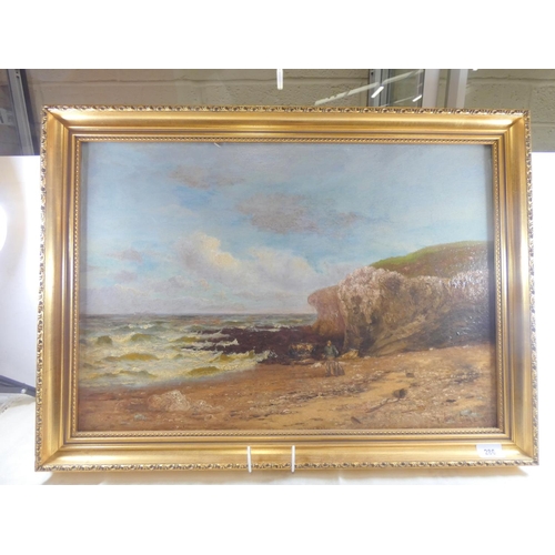 286 - Gilt frame oil on canvas by W. Boyce, Coastal Landscape.