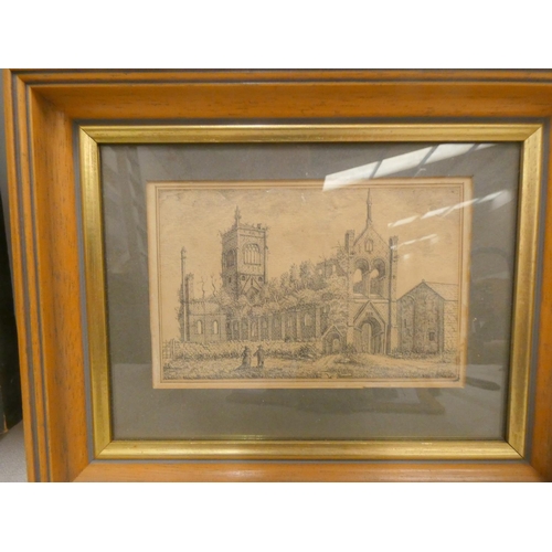 315 - Etching, pencil signed of Holyrood Palace etc.