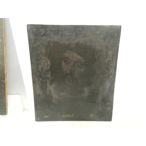 317 - Two antique portrait paintings, oil on panel, one monogramed G.A Ghost.