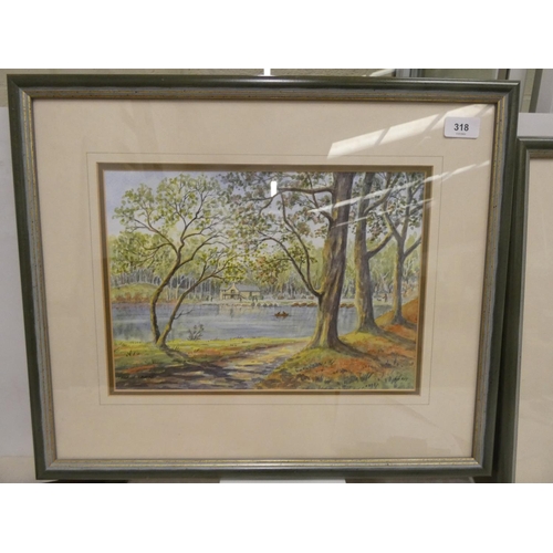 318 - Pair of Talkin Tarn watercolours by N E Roy.