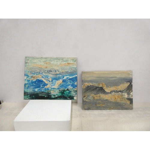 319 - Two small modern oil on board seascapes.