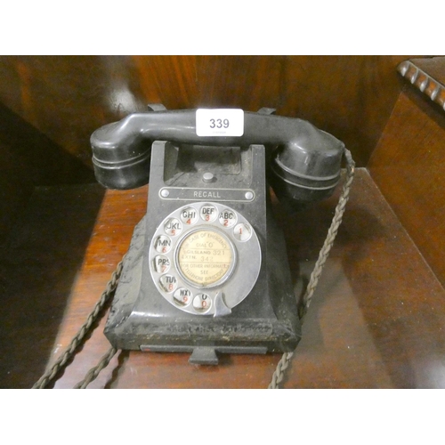 339 - Vintage Bakelite black telephone.