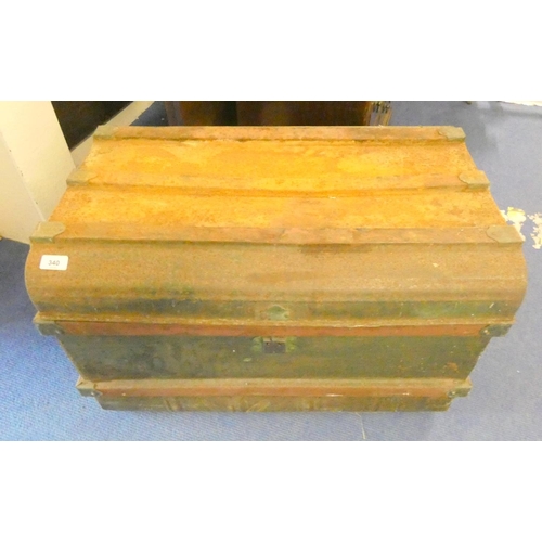 340 - Large metal tin trunk.