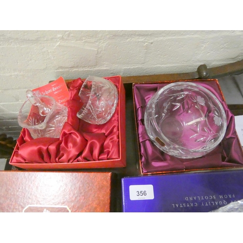 356 - Edinburgh crystal fruit bowl, boxed and other glassware.