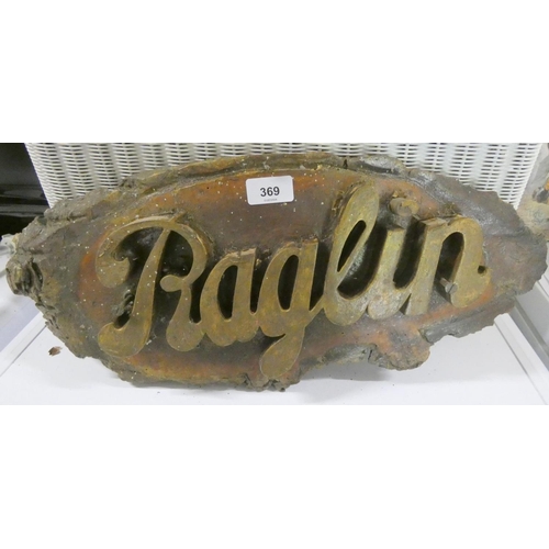 369 - Large hand carved door sign 'RAGLIN'