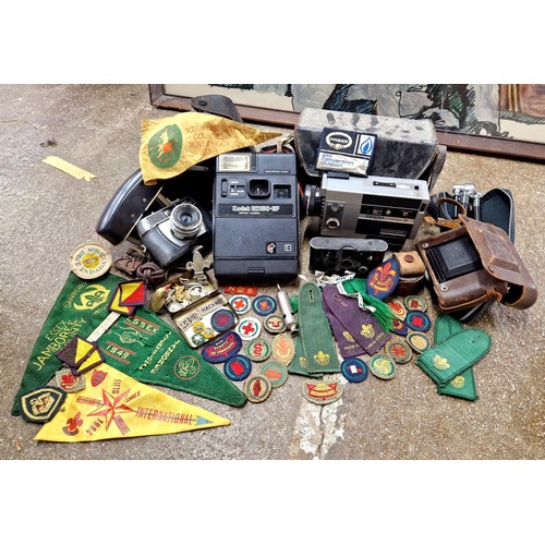 698 - Vintage Boy Scouts ephemera from the 1930s and 1940s and 1960s, and assorted vintage cameras includi... 