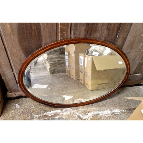 700 - Mahogany inlay framed oval wall mirror