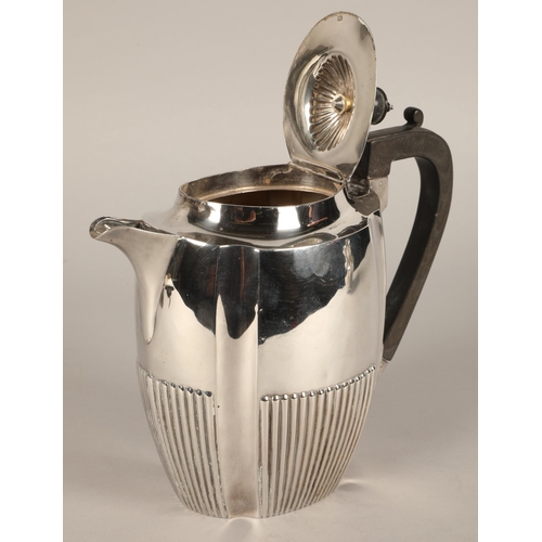 276 - Edward VII silver half fluted hot water jug, Sheffield 1902, Harrison Brothers & Howson502 grams... 