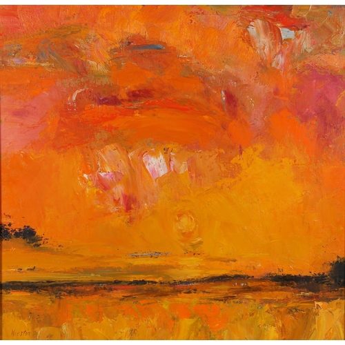 208 - JOHN HOUSTON OBE RSA RSW RGI SSA (Scottish 1930-2008) *ARR* Sunset Kilconquhar Oil painting on canva... 