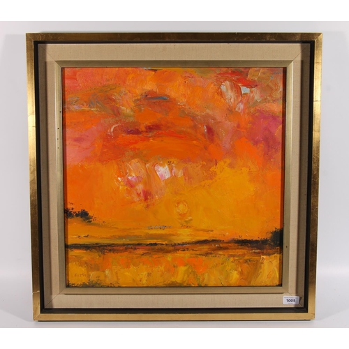 208 - JOHN HOUSTON OBE RSA RSW RGI SSA (Scottish 1930-2008) *ARR* Sunset Kilconquhar Oil painting on canva... 