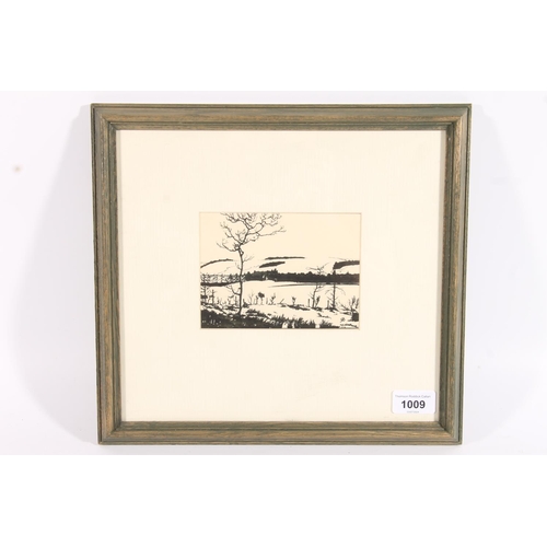 212 - ROBERT BURNS HRSA RSW (Scottish 1869-1941) Winter Bankhead Ink drawing, signed with monogram lower r... 