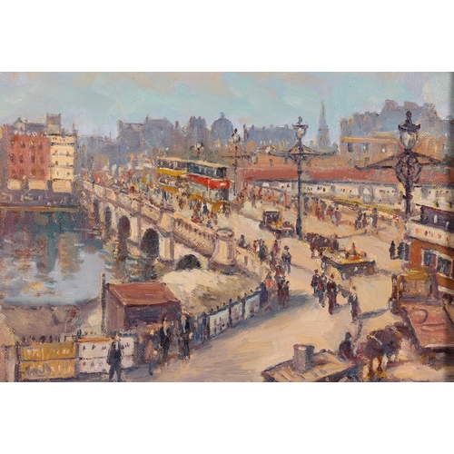 261 - JOHN D HENDERSON (Scottish 20th Century) Jamaica Bridge (Glasgow) 1924 Oil painting on board, signed... 