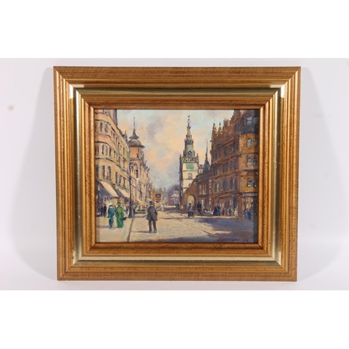 262 - JOHN D HENDERSON (Scottish 20th Century) Trongate 1914 Oil painting on board, signed 'J D HENDERSON'... 