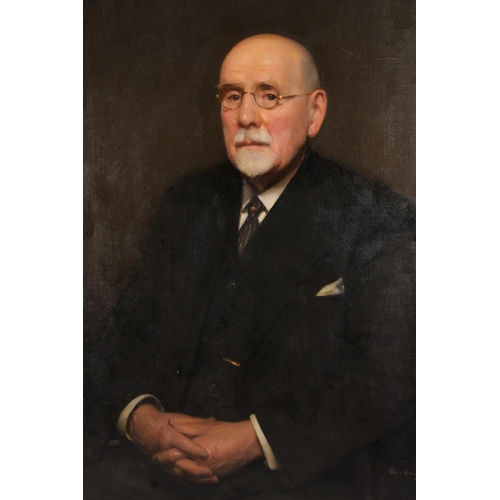 264 - ANDREW LAW (20TH CENTURY) Half length portrait of James Morrison Esq JP of Stevenston Oil painting o... 