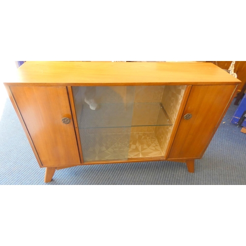 408 - 1960's glazed display cabinet with cupboards either side.