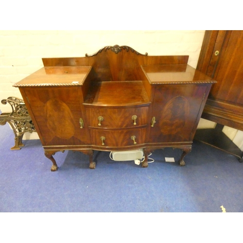 416 - Antique mahogany sideboard with two drawers and two doors. L.137cm x W.50cm x H.90cm x